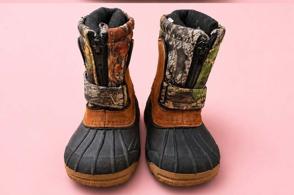 Ozark Trail Boys' Camo Print Winter Zip-Up Boots, Size 6